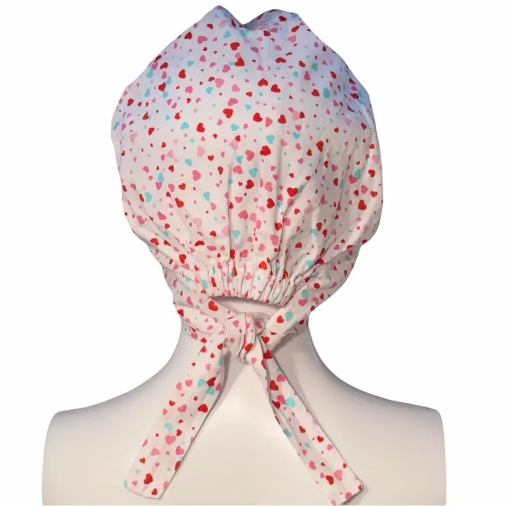 Euro Scrub Hat - White/Heart Print